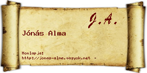 Jónás Alma névjegykártya